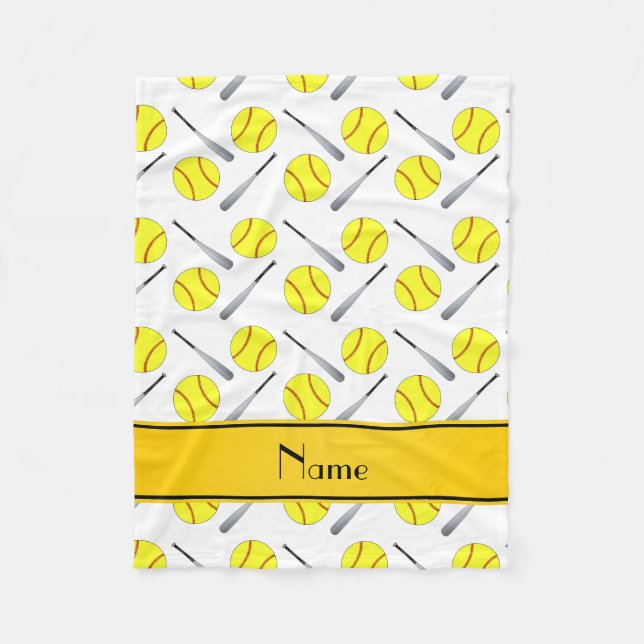 Couverture Polaire Motif blanc nommé personnalisé du base-ball (Devant)