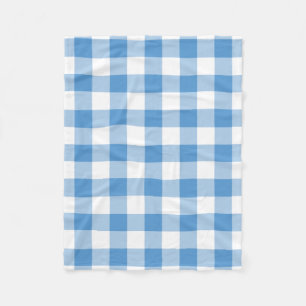 Couverture Polaire Motif bleu clair et blanc En vichy