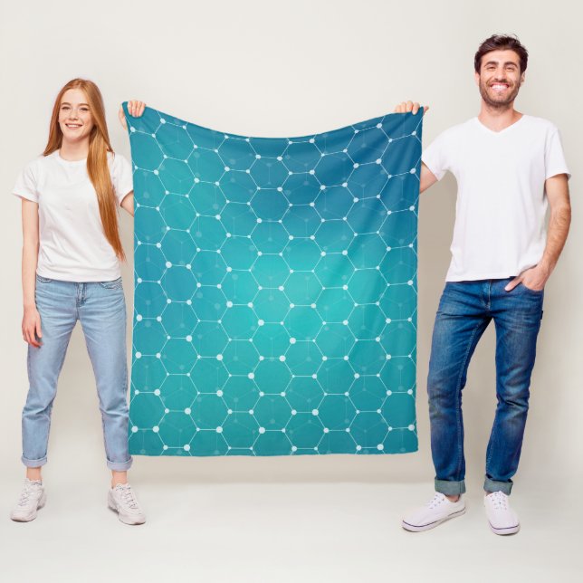 Couverture Polaire Motif bleu d'ADN de Teal (En situation)