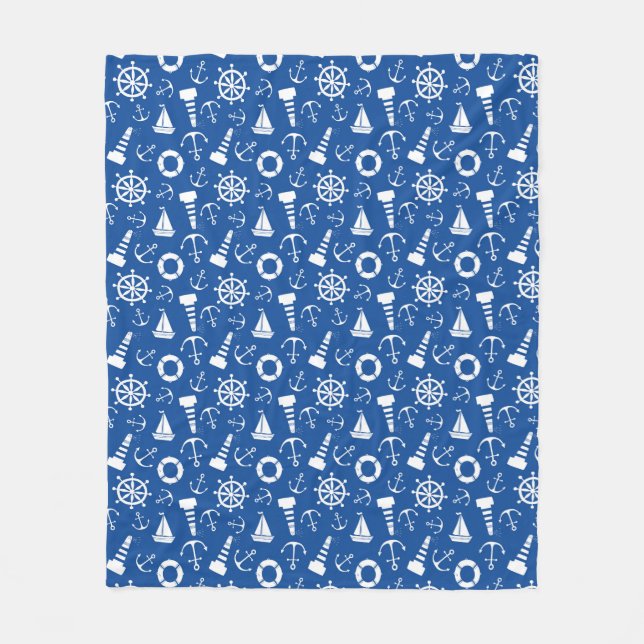 Couverture Polaire Motif bleu de mer (Devant)