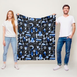Couverture Polaire Motif bleu de pêche
