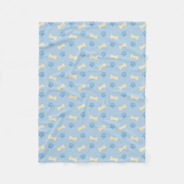 Couverture Polaire Motif bleu d'os d'empreinte de patte (Devant)
