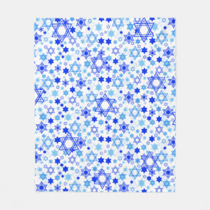 Couverture Polaire Motif bleu dynamique Hanoukka d'étoiles de David