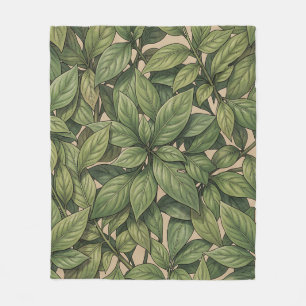 Couverture Polaire Motif botanique vert feuille sans couture vintage