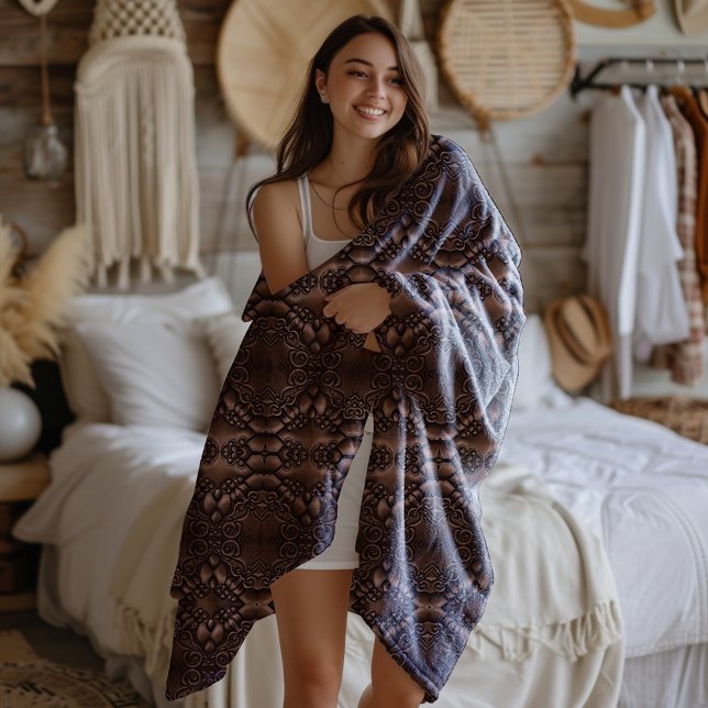 Couverture Polaire Motif Brown en cuir baroque Faux (Créateur téléchargé)