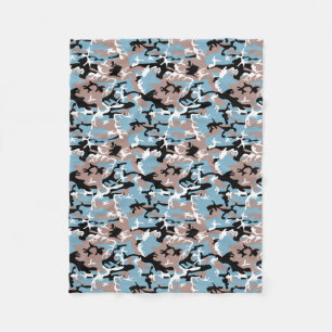 Couverture Polaire Motif Camo - Rouge gris Bleu Bleu Bleu Noir