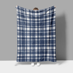 Couverture Polaire Motif carreauté à plaid classique - Bleu marine fo