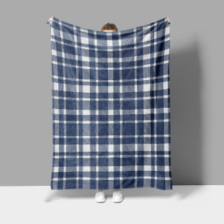 Couverture Polaire Motif carreauté à plaid classique - Bleu marine fo