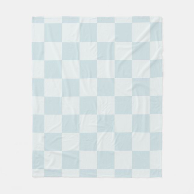 Couverture Polaire Motif carreaux bleu et gris simpliste (Devant)