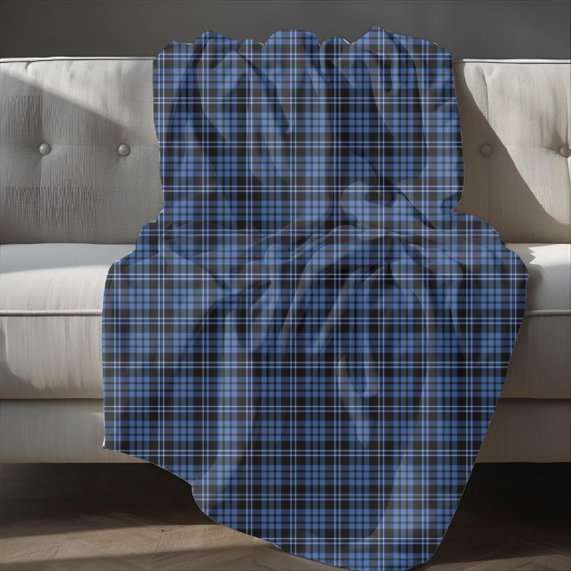 Couverture Polaire Motif carreaux tartan bleu rustique (Rustic Blue Tartan Plaid Pattern Fleece Blanket)