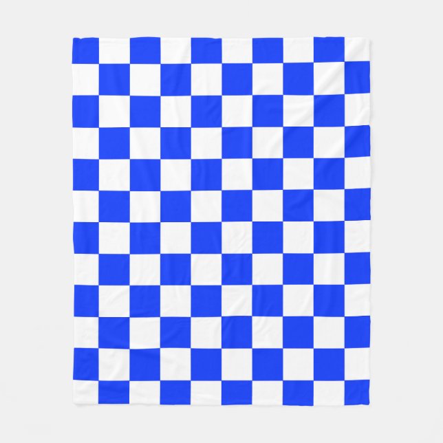 Couverture Polaire Motif chèque À damiers blanc bleu (Devant)