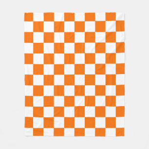 Couverture Polaire Motif chèque À damiers blanc orange