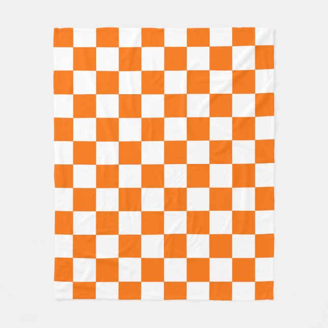 Couverture Polaire Motif chèque À damiers blanc orange (Devant)