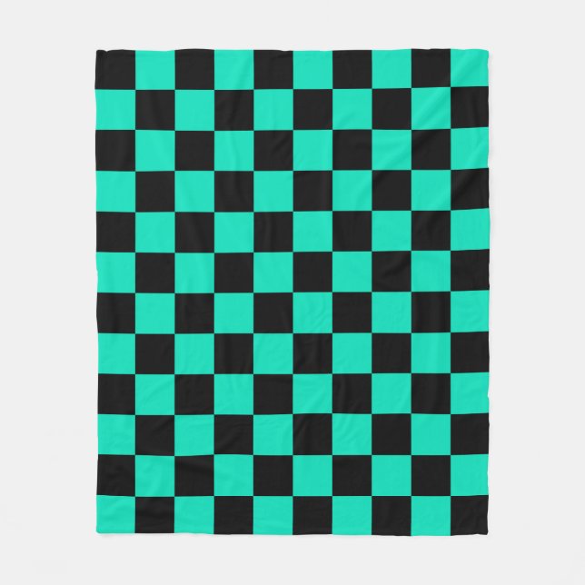 Couverture Polaire Motif chèque À damiers noir vert (Devant)