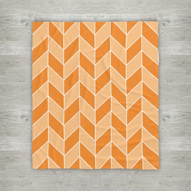 Couverture Polaire Motif Chevron de Pêche Orange Moderne (Créateur téléchargé)