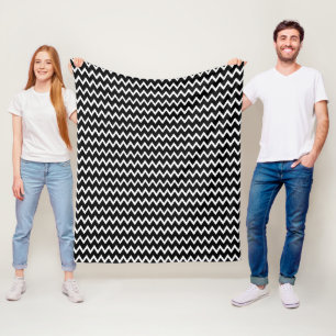 Couverture Polaire Motif Chevron noir et blanc tendance