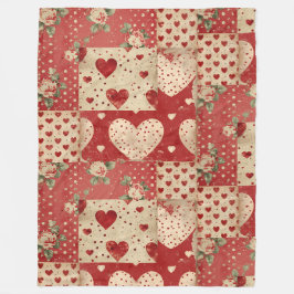 Couverture Polaire Motif Chic Red Patchwork