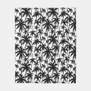 Couverture Polaire Motif Chick Black + White Palm Tree