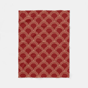 Couverture Polaire Motif chinois traditionnel rouge et or