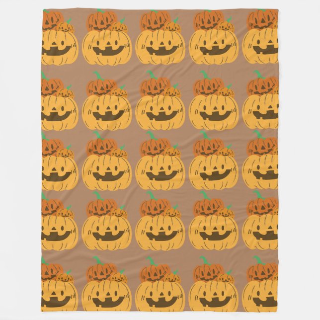Couverture Polaire Motif citrouille empilé (Devant)