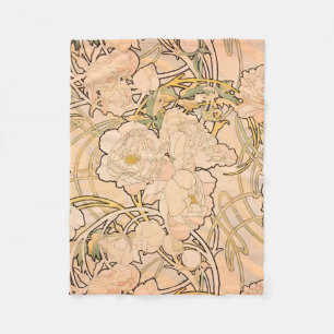 Couverture Polaire Motif Classique Art Nouveau de jardin de pivoines