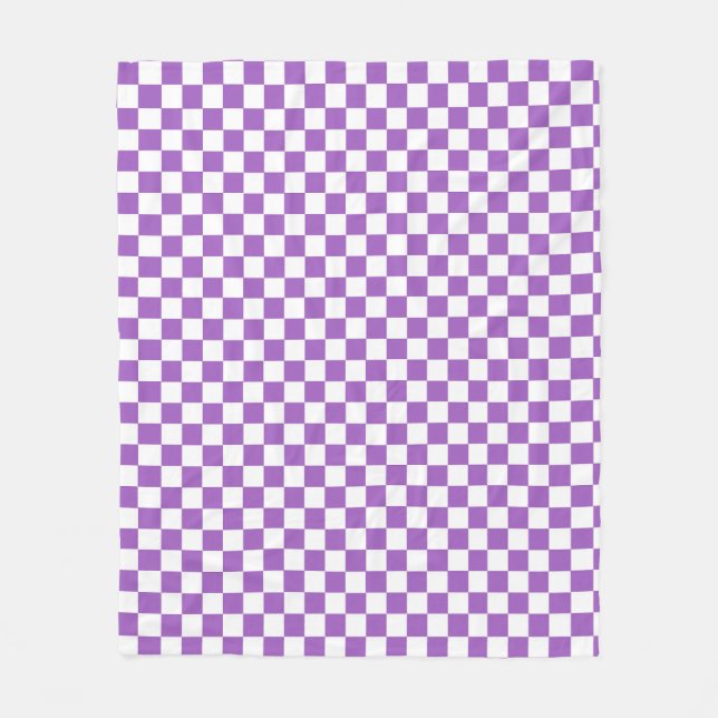 Couverture Polaire Motif classique violet et blanc À damiers (Devant)