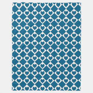Couverture Polaire Motif Coeur bleu blanc