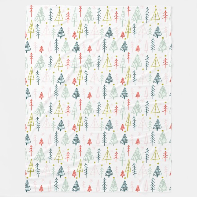 Couverture Polaire Motif coloré d'arbre de Noël (Devant)