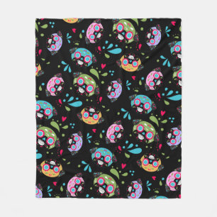 Couverture Polaire Motif coloré de crânes de sucre de carlin
