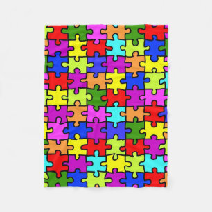 Couverture Polaire Motif coloré de puzzle denteux d'arc-en-ciel