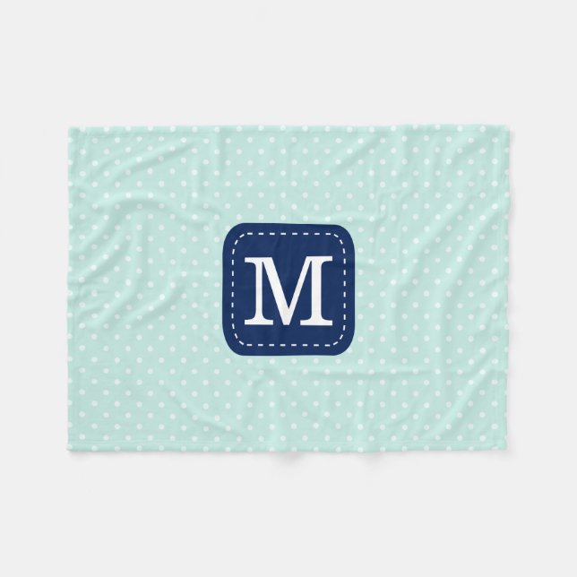 Couverture Polaire Motif Confortable Pois Mint Avec Monogramme Person (Devant (Horizontal))