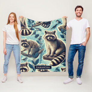 Couverture Polaire Motif Cute Racoon