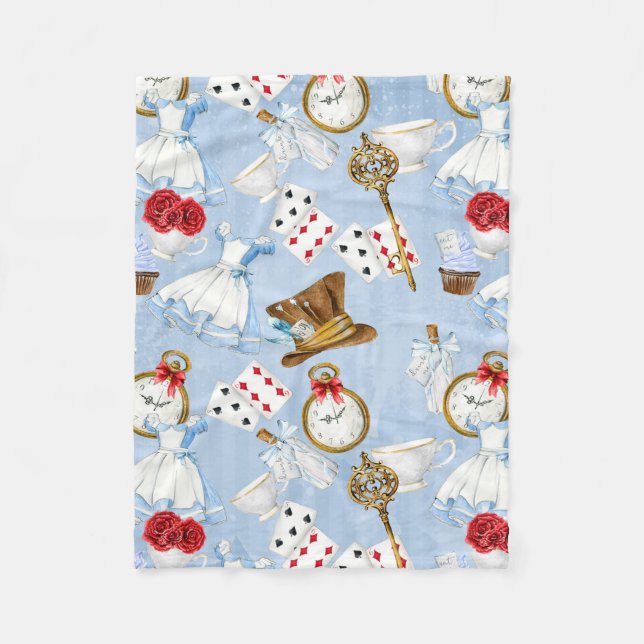 Couverture Polaire Motif d'Alice du pays des merveilles (Devant)
