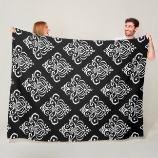 Couverture Polaire Motif damassé noir et blanc personnalisé