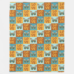 Couverture Polaire Motif d'amour papillon   Dégradé bleu et orange