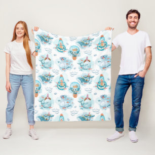 Couverture Polaire Motif d'aquarelle de la belle baleine nautique