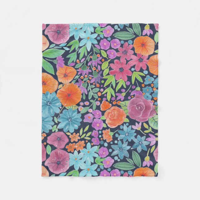 Couverture Polaire Motif d'aquarelle florale (Devant)