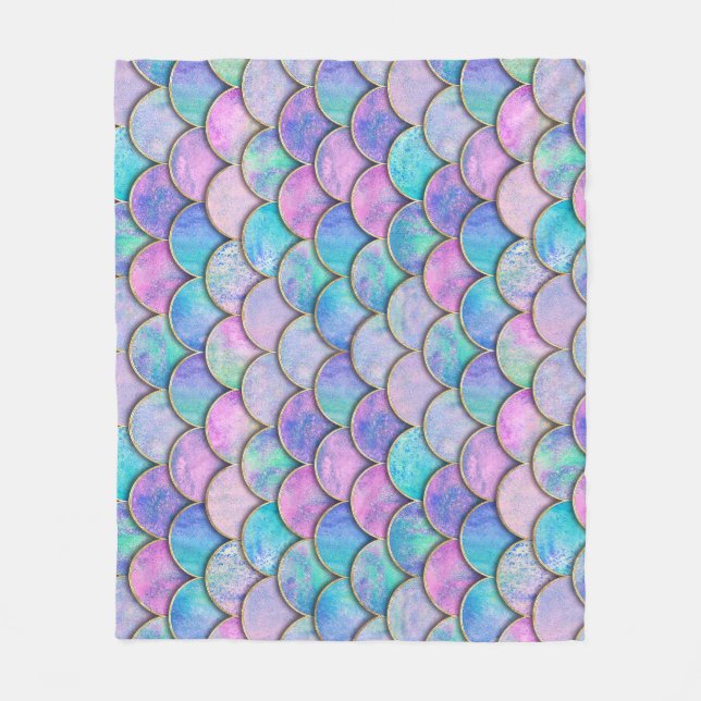 Couverture Polaire Motif d'aquarelle japonais à échelle de sirène (Devant)