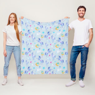 Couverture Polaire Motif d'aquarelle magique Unicorn Design Imaginair