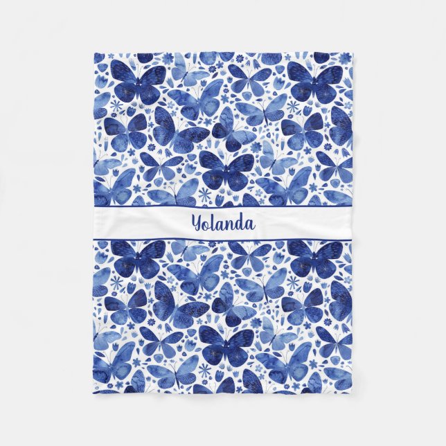 Couverture Polaire Motif d'aquarelle papillon personnalisé (Devant)