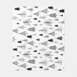 Couverture Polaire Motif d'arbre de Noël noir et blanc
