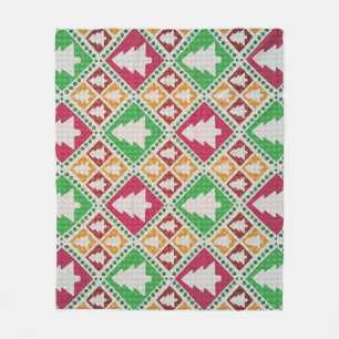 Couverture Polaire Motif d'arbre de Noël vintage.