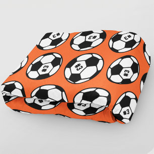 Couverture Polaire Motif de ballon de football orange numéroté