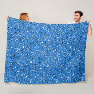 Couverture Polaire Motif de Bandana Retro Blue Paisley