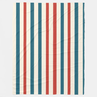Couverture Polaire Motif de bande bleu, rouge et blanc