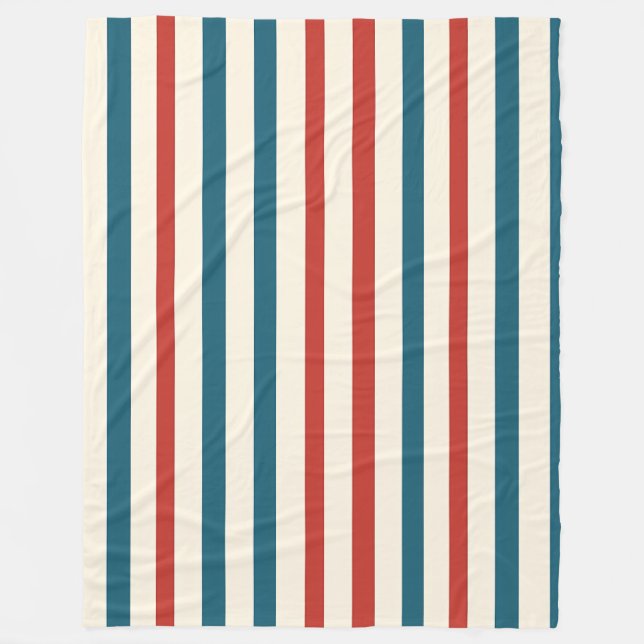 Couverture Polaire Motif de bande bleu, rouge et blanc (Devant)