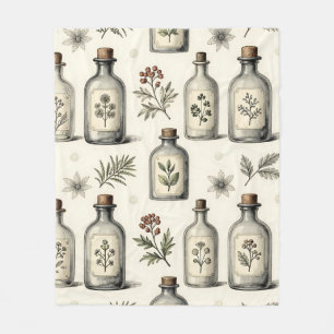 Couverture Polaire Motif de bocaux d'herbes d'apothicaire vintage