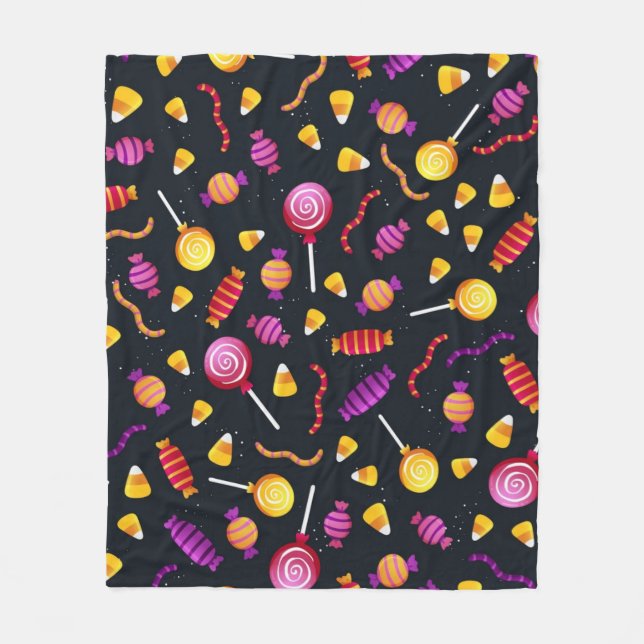 Couverture Polaire Motif de bonbons d'Halloween (Devant)