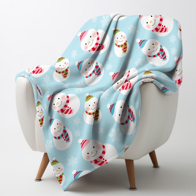 Couverture Polaire Motif de bonhomme de neige hivernal bleu glace mig (Créateur téléchargé)