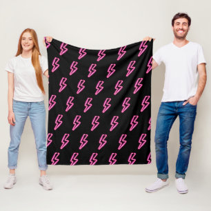Couverture Polaire Motif de boulon à éclair de néon rose